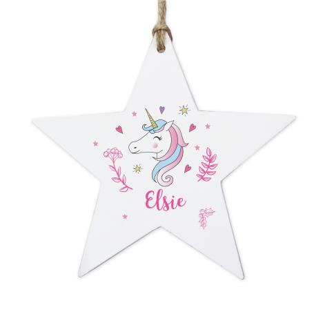 Personalised Unicorn Wooden Star Decoration £9.99